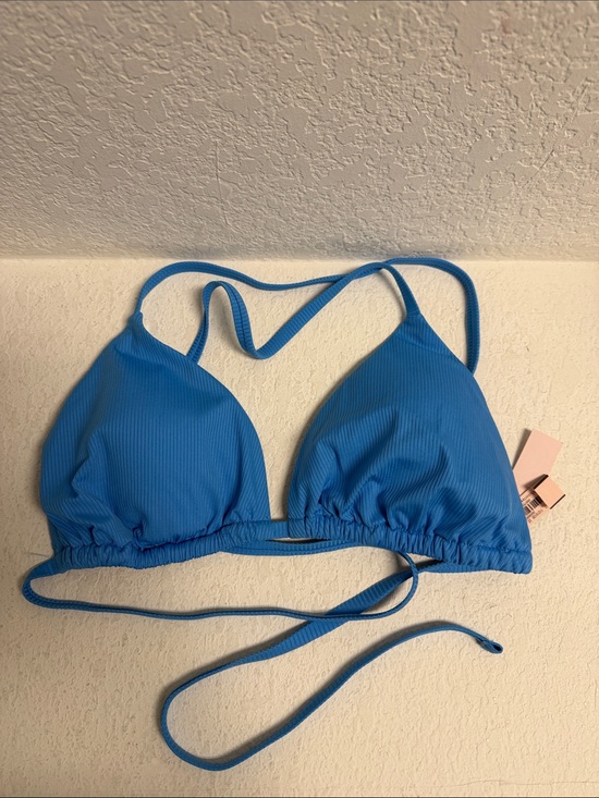 Victoria's Secret Other - Victoria Secret Bright Blue Ribbed Triangle Bikini Top XL